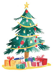PNG Christmas Tree christmas illustration gifts.
