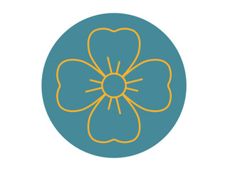 Aubrietia icon. Flower outline icon. Simple vector illustration in modern thin line style.