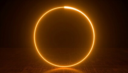 Glowing orange circle on a dark background, minimalist art design concept