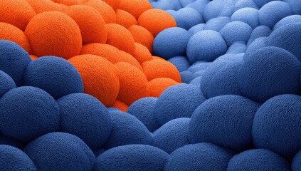 Textured spheres in contrasting colors.