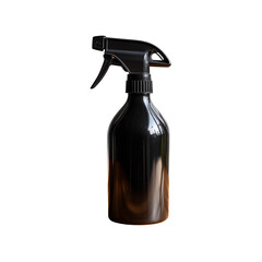 Amber glass spray bottle with black trigger sprayer isolated on transparent background