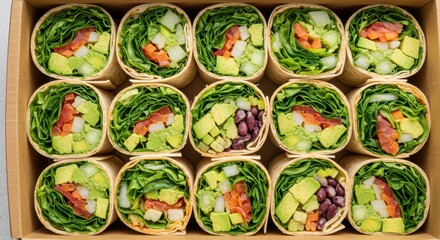 Box of Fresh Vegetarian Wraps