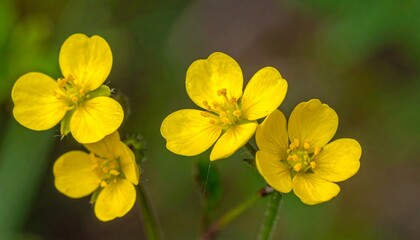 Close-up of three bright yellow flowers