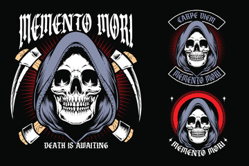 skull reaper tshirt design illustration