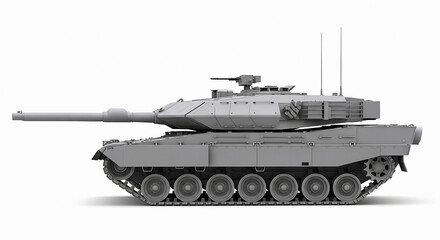 Powerful modern main battle tank military vehicle side view with detailed tracks and turret ready for action
