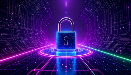 Digital lock in neon tunnel