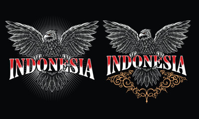 eagle holding indonesia text illustration