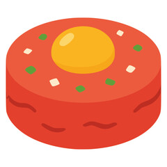 Steak Tartare French beef hamburger flat color vector illustration template design