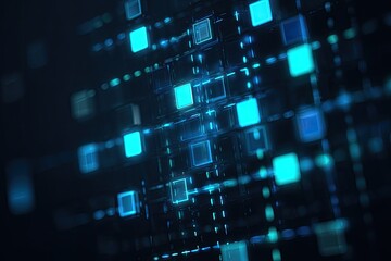 Abstract digital grid of glowing squares