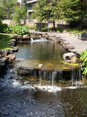 Manmade Water Feature with Waterfall in The Woodlands, Texas