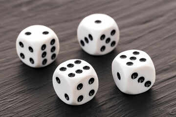 4 board game dice - White die with black dots