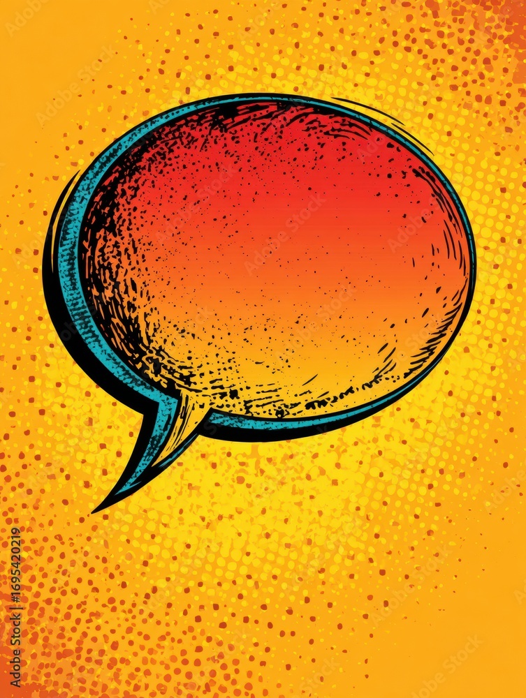 Poster colorful speech bubble graphic with a vibrant gradient background and bold outline for communication