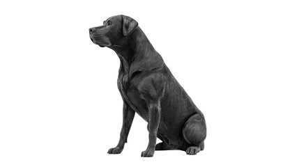 3D dog model sitting patientlyTransparent background, PNG file