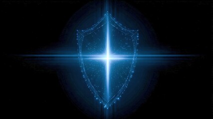 Endpoint security in cloud shield glow, digital cross light pulse, cyber defense aura, data safety focus, network guard calm confidence