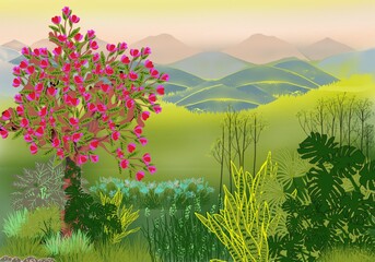 spring landscape with flowers