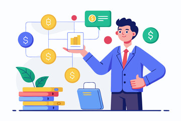 Business Training Icon – Financial Presentation, Investment Education, Corporate Seminar Vector
