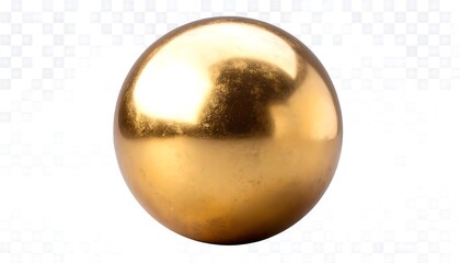Golden sphere, isolated on transparent background