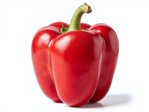 A glossy red bell pepper captured with minimal style, emphasizing color and freshness.