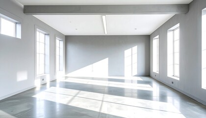 Fototapeta premium Empty modern room with large windows