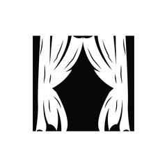 Home And Exhibition Curtain Logo Design, Building Decoration Vector Illustration