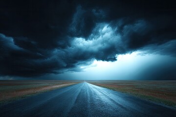 Stormy road at night