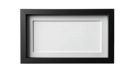 Black minimalist photo frameTransparent background, PNG file