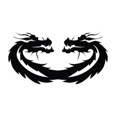 Black silhouette design simple dragon logo animal legend template illustration
