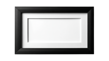 Black minimalist photo frameTransparent background, PNG file