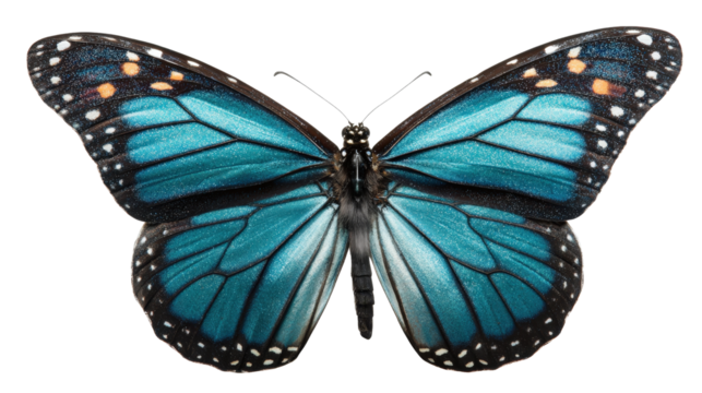 Blue monarch butterflyTransparent background, PNG file