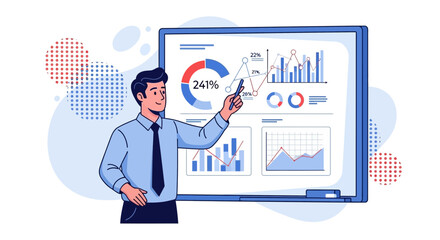Business Analyst Explaining Complex Charts And Presenting Financial Data Efficiently To Team