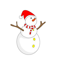 赤白マフラーのかわいい雪だるまイラスト
