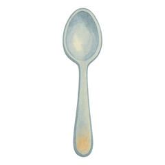 PNG Watercolor spoon illustration on white.