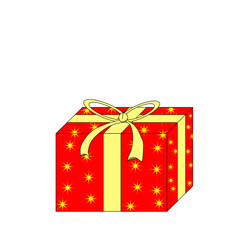 黄色いリボンを結んだ赤いギフトボックス