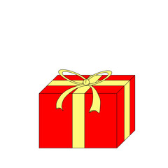 黄色いリボンを結んだ赤いギフトボックス