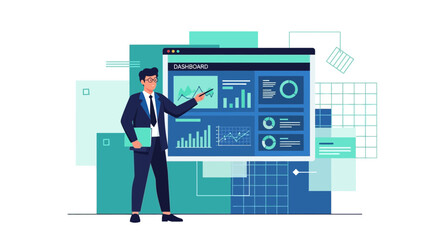 Business Professional Presenting Data Visualization and Analyzing Market Strategies with Charts