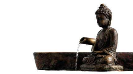 Buddhist statue for water pouring ceremonyTransparent background, PNG file