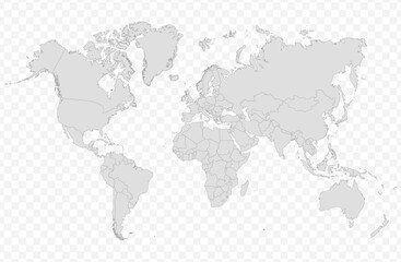 High Quality World Map, Transparent Background vector stock illustration	