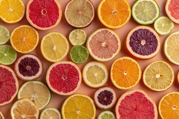 Colorful citrus slices arranged