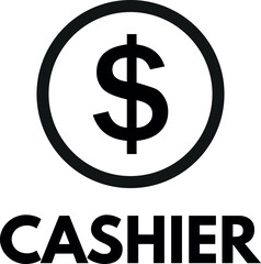 Obraz premium Cashier label icon with dollar symbol isolated on white background . Cashier icon . Vector illustration
