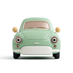 3D render of a cute, minimalist green vintage car. Perfect for websites, app icons, social media, and branding.  Ideal for a sustainable and eco-friendly design.