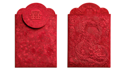 Chinese New Year red envelopes Transparent background, PNG file