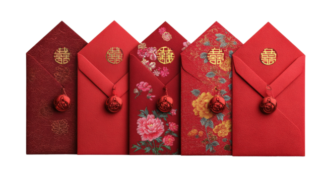 Chinese New Year red envelopes Transparent background, PNG file