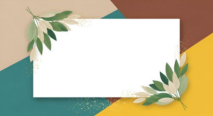 Fototapeta premium Elegant Leafy Frame with Golden Accents for Invitations and Announcements.