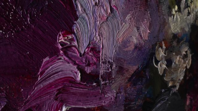 Oil paint strokes on canvas close up. Impressionist painting