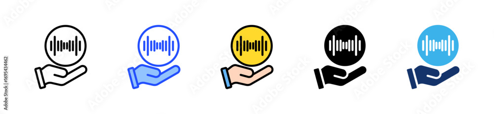 Poster sound wave icon collection with multiple styles