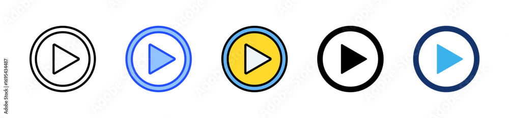 Poster play button icon collection with multiple styles
