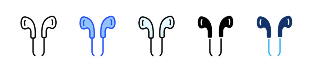 Earbuds Icon Collection With Multiple Styles