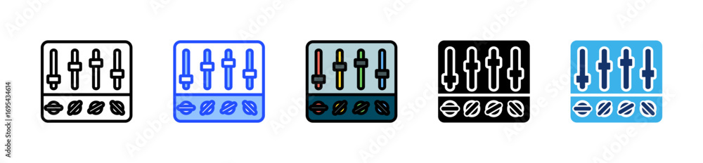 Poster equalizer icon collection with multiple styles