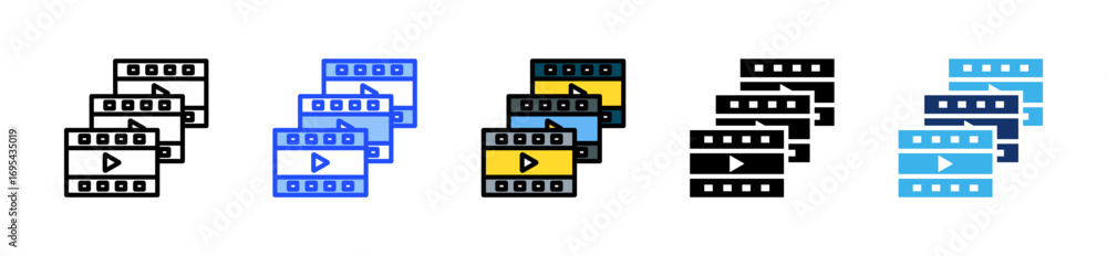 Poster playlist queue icon collection with multiple styles