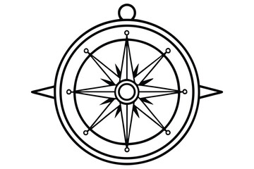 Minimalist line art illustration of a vintage compass